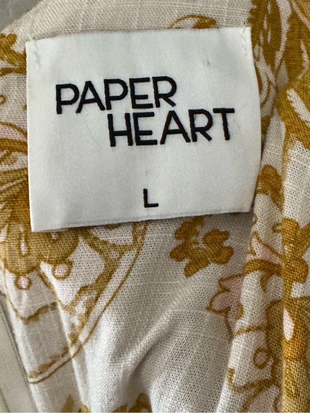 Paper Heart Y2K Babydoll Fairy Maxi Dress L Linen Cream Gold Paisley Ethereal - Picture 9 of 9